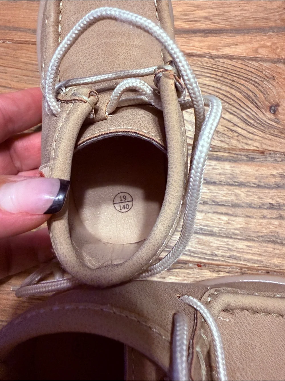 Baby Tan Moccasin-Style Lace-Up Shoes